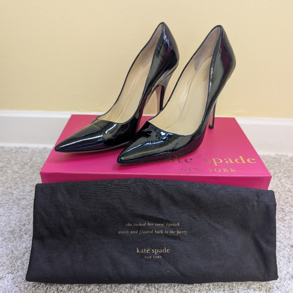 Kate Spade Licorice Black Patent Leather Pumps - 6.5